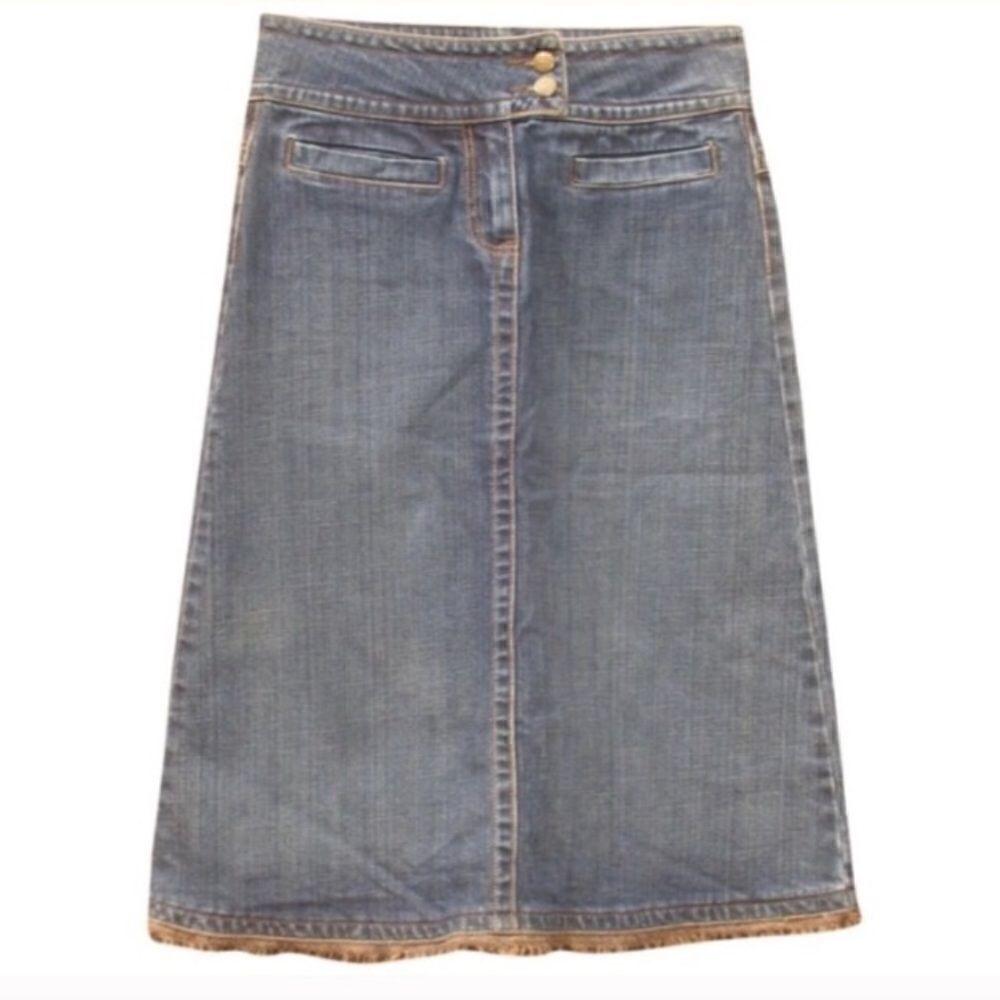 CAbi Blue Denim Midi Skirt